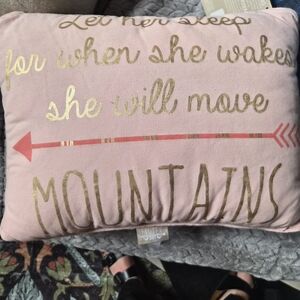 Levtex Baby Pink & Gold Nursery Pillow “Let Her Sleep…” NWT